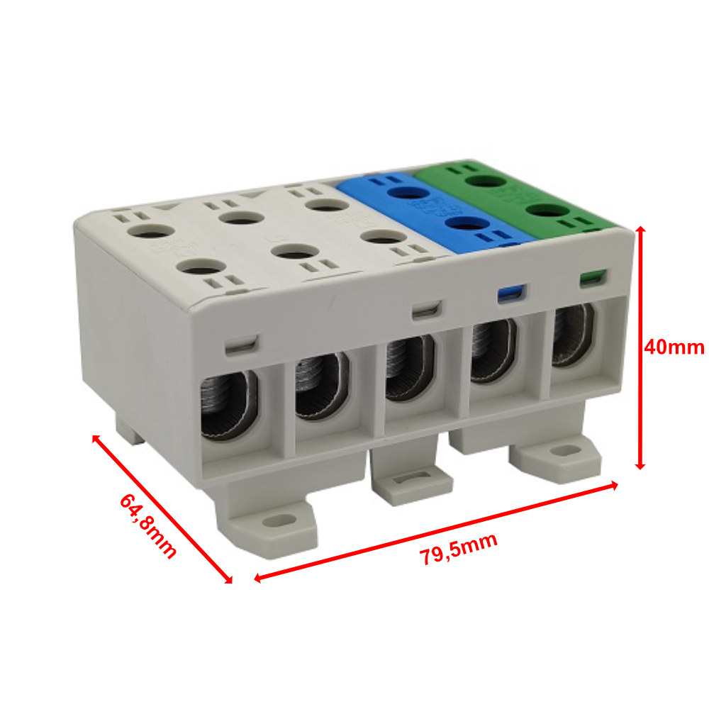 Złączka szynowa uniwersalna ETB 35/1x5 (L1,L2,L3,N,PE) Al/Cu elektryczna śrubowa 10 otworów do kabli Elektro Becov